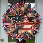 250th Anniversary Patriotic Wreath for Front Door, 20 Inch Red White Blue Wreath 4th of July Wreaths Memorial Day Decor Independence Day Decoration for Home Farmhouse Holiday (Star)