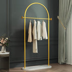 Gold Clothing Rack with Marble Base,Modern Metal Garment Rack for Bedroom,Entryway & Boutique Display,Sturdy Open Closet Clothes Rack for Hanging Clothes,Coat Rack freestanding Heavy Duty