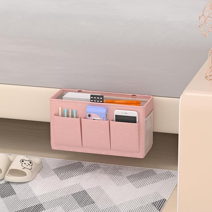 Edudif Dual-purpose Bedside Caddy Bedside Organizer, Bed Caddy with 6 Pockets, Versatile Bedside Storage Solution Magazine Remotes holder, ideal for Home, Dorm, Hospital, Crib Bed