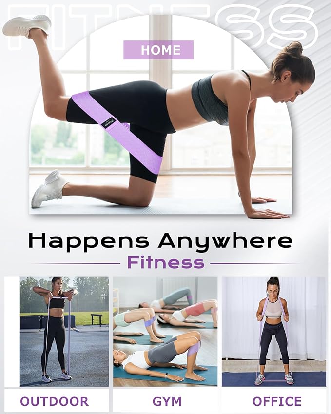 Fabric Resistance Bands for Working Out - Booty Bands for Women Men with Workout Bands Guide, Exercise Bands Resistance Bands Set for Leg, Butt, Glute Bands for Home Gym Fitness, Yoga, Pilates