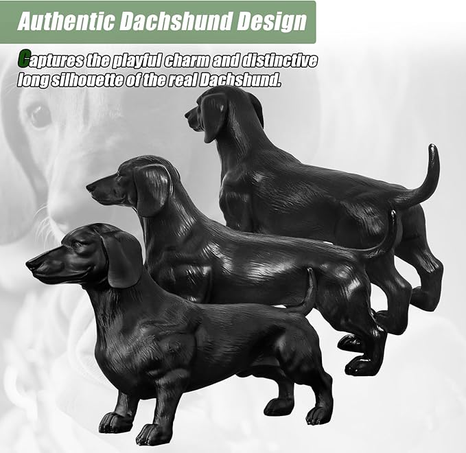 Lifelike Dachshund Sculpture - Creative Wiener Dog Figurine Modern Home Decoration for Home Desk Shelf Decor, Cute Resin Animal Statue Collectible Gift for Dog Lovers