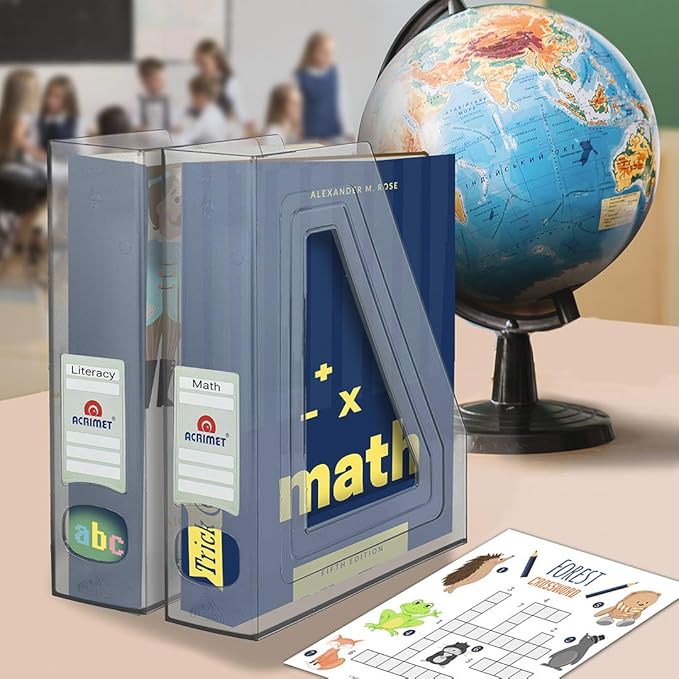 Acrimet Magazine File Holder Bin Storage, Vertical Rack for Documents, Folders and Mail, Durable Plastic Desk Organizer for Office & Home (Clear Crystal) (2 Pack)