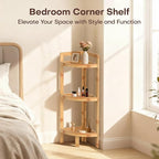 2026 New Bamboo Standing Shelf, 3 Tier Corner Shelf Stand, Free-Standing Shelf Units, Triangular Curved Corner Shelf Stand for Space-Saaving Display Ideal for Bathroom/Kitchen/Living Room Storage