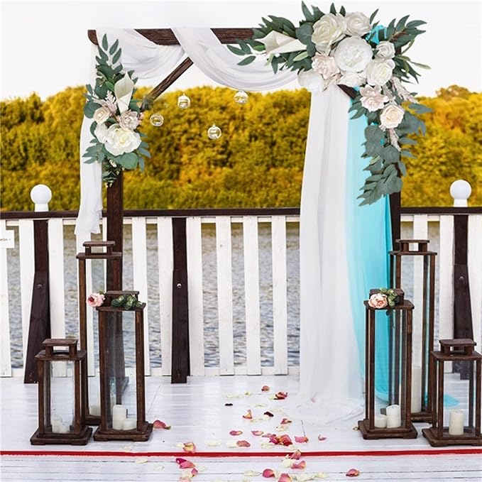 2Pcs Wedding Arch Flowers Kit Artificial Yellow Sunflower Swag with Eucalyptus Leaves 19.7Inch Decorative Floral Swag Wreath for Wedding Ceremony Party Home Decor