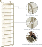 Whitmor 36 Pair Over The Door Shoe Organizer, 12 Tier Hanging Shoe Organizer, Heavy Duty Metal & Mesh Shoe Holder, Hanging Shoe Rack for Closet Organizer & Storage, 69"L x 21.7"W x 7.5"H, Oat