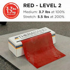 THERABAND Resistance Bands, 6 Yard Roll Professional Latex Elastic Band For Upper Body, Lower Body, & Core Exercise, Physical Therapy, Pilates, At-Home Workouts, & Rehab, Red, Medium, Level 3