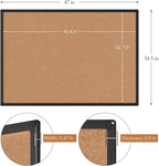 Bulletin Board 48 x 36, Black Aluminium Framed 4x3 Corkboard , Large Wall Mounted Notice Board with 18 Push Pins for School, Home & Office
