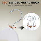 Wooden Hangers 20 Pack, Smooth Wood Hangers with 360° Swivel Hook & Notches, Slim Coat Hanger Wooden for Closet, White