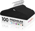 House Day Premium Velvet Hangers, Non-Slip Flocked Felt, Sturdy Coat & Suit Hangers for Closet Space Saving (100 Pack, Black)