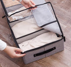 AARAINBOW Foldable Under Bed Clothes Organizer with Lid, Fabric Underbed Storage Container with Adjustable Dividers, Long UnderBed Storage Bins with Handles, Clear Shoes Storage Under Bed (2 Gray)