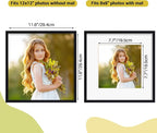 Rempry 12x12 Picture Frame, Display Pictures 8x8 with Mat or 12x12 Without Mat, Wall Hanging or Tabletop Photo Frame with Shatter Resistant Plexiglass, Black, 1 Pack