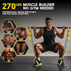 Pilates Equipment, Portable Pilates Bar Kit with Resistance Bands, Professional Adjustable Heavy Duty Squat Workout Equipment for Men, Home Gym Muscle Strength Training, Full Body Exercise