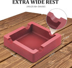 Cigar Ashtray,Large Cigar Ashtrays for Outdoors/Patio/Outside/Indoor,Unbreakable/Non-slip/Burn-resistant Silicone Outdoor Ashtray,Built with Extra Wide Holder (Red)