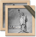 Natural Solid Wood 5x5 Picture Frame, Display 5 x 5 Inch Picture Poster Photo, Vertical & Horizontal Wall Hanging - 2 Pack/Natural/5"x5"