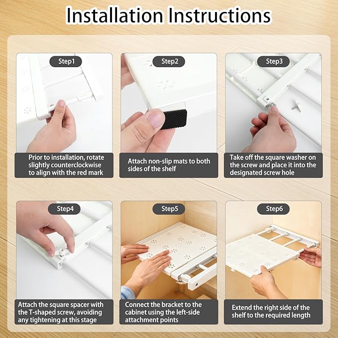 5 Pcs Closet Tension Shelf Rod Expandable Adjustable 10.83-18.3 inch Shelf Locker, Wardrobe Storage Organizer, Cabinet Layered Divider Separator, for Cabinet Kitchen Bathroom