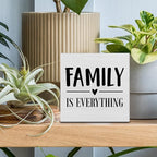 Family is Everything Decorative Wooden Box Sign Family Home Wood Block Plaque Decor Rustic Shelf or Wall Display for Living Room Bedroom