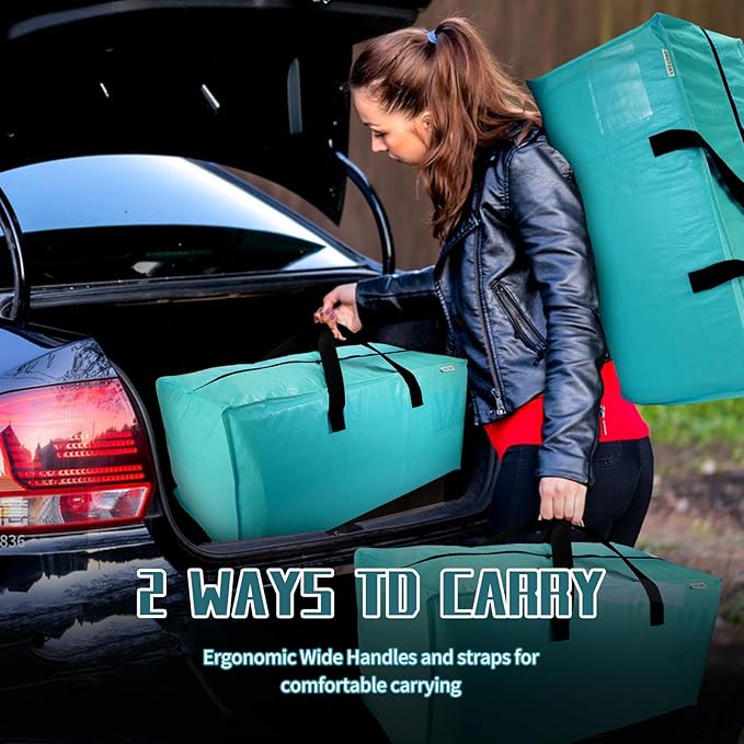 6-Pack Moving Bags,Heavy Duty Large Storage Bags with Zippers & Backpack Straps,Space Saver Bags are Packing Supplies for Moving & Travel,Alternative to Moving Boxes(BLUE)