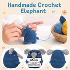 Gifts for Mom from Daughter Son, Handmade Crochet Elephant Doll, Cute Emotional Support Animal Mom Gift, Inspirational Mother Appreciation Gift,Birthday Gifts Idea