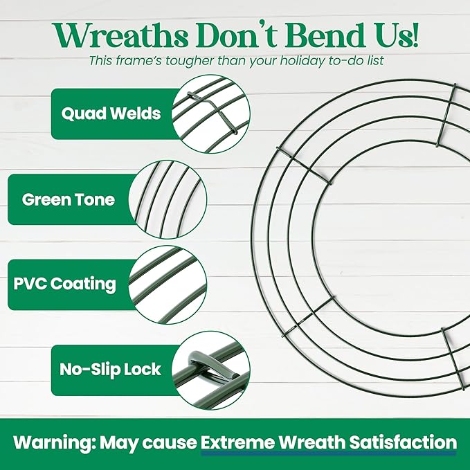 5-Pack 10 Inch Wire Wreath Frame – Round Metal Wreath Form with Ring Design for DIY Crafts, Floral Projects, and Home Decor – Dark Green Wire Frame for Christmas Holiday & Weddings