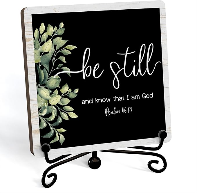 Home Decor, Farmhouse Be Still And Know That I Am God Shelf Decor For Living Room, Christian Gifts For Women Men, Entryway Tv Stand Fireplace Mantle Coffee Table Decoration (Still-11)