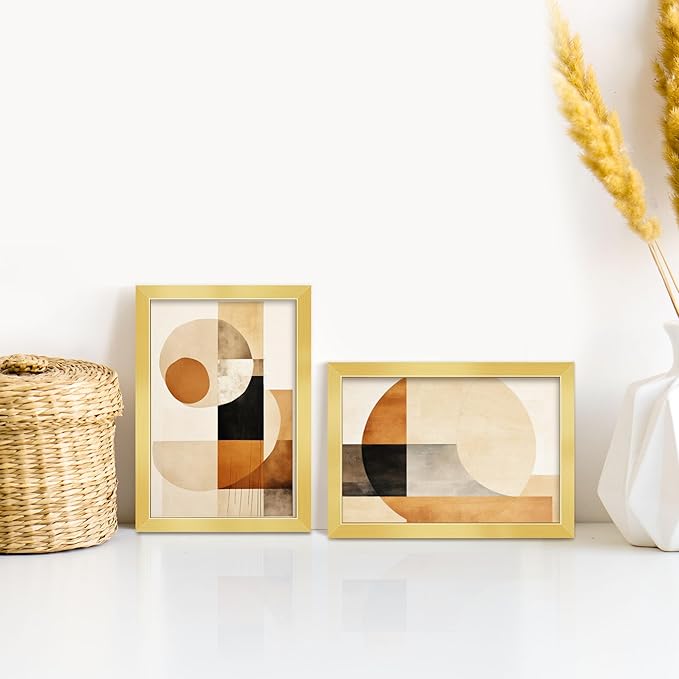 LaVie Home 5 x 7 Picture Frame Gold Set of 10, Display 4x6 with Mat or 5 x 7 Without Mat Picture, Photo Frame Collage for Wall Gallery or Table Deco, Hanging or Tabletop Display