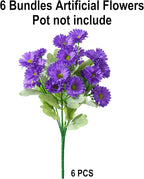 HyeFlora Artificial Fake Flowers for Outdoors Spring Summer Decor, 6 Bundles Faux Daisy Plants Silk Flowers for Outside Realistic UV Resistant for Outdoor Planter Porch Patio Balcony Yard Home, Purple