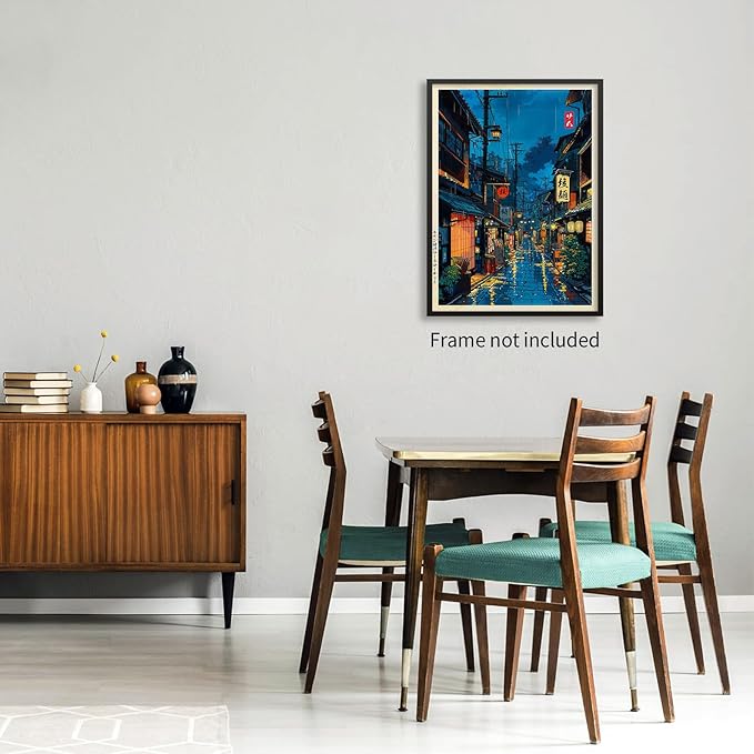 Podafu Japanese Tokyo Tea House Canvas Wall Art - 20x30in Unframed