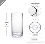 WGVI Quality Thick Weighted Clear Cylinder Glass Vases, 4" W x 8" H, Flower Arrangement Floating Candle Holders Wedding Centerpieces Terrarium Planter Floral Pen Brush Storage Container, 1 Piece