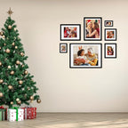 Egofine 12x16 Picture Frames Set of 4, Made of Solid Wood Covered by Plexiglass 9x12 and 11x14 with Mat or 12x16 without Mat, for Wall Mounting Photo Frame Black