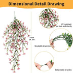 Artificial Hanging Flowers for Outdoors, 8 Pcs Fake Plant for Spring Summer Decoration, UV Resistant Realistic Silk Faux Flowers Outside Indoor Planter Porch Patio Balcony Yard Decor