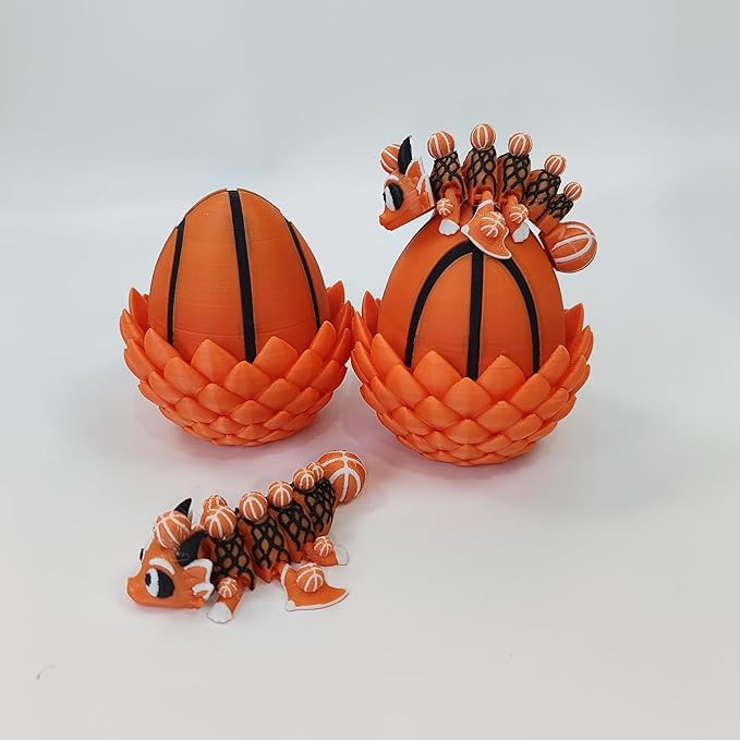Enchanted 3D Egg with Miniature Inside - Handcrafted Printed Collectible | Fantasy Decor & Gift (Basketball Dragon & Egg (Box))