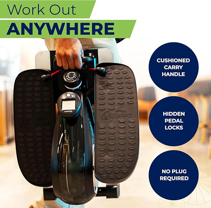 DeskCycle Under Desk Elliptical Machine up to 40 lbs Magnetic Resistance Foot Pedaler, Ultra-Smooth & Silent Seated Leg Exerciser, Heavy Duty Non-Sliding Steel Frame