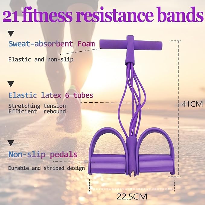 Multifunctional Pedal Resistance Band with Handle,6/8/10 Tubes for All Weights,Upgrade Heavy-Duty Stretch for Full Body Workouts.