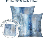 Blue and Grey Abstract Art Artwork Pillow Cover, Gallery Modern Decorative Throw Pillows Cushion Cover for Bedroom Sofa Living Room 24 x 24 Inch Set of 2