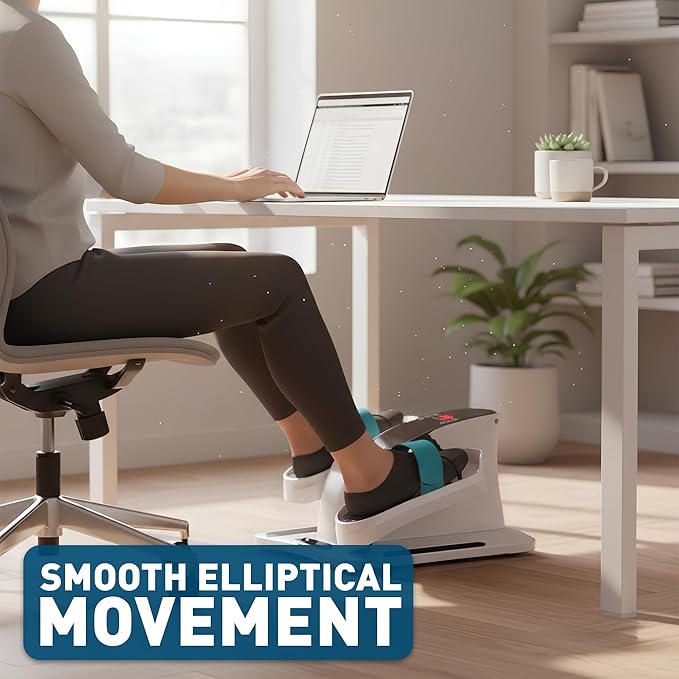 Under Desk Elliptical Machine – Electric Seated Pedal Exerciser for Seniors & Adults, Quiet Ellipse Leg Exerciser with 12-Speed Corded Electric Control, Remote, LCD Foot Pedals for Home Office Workout