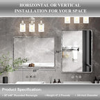 ANDY STAR Hand-Forged Silver Bathroom Mirrors for Wall, 30x40 Inch Vintage Solid Steel Metal Frame Bathroom Vanity Mirror, Antique Rounded Rectangle Wall Mirror, Hangs Horizontally or Vertically