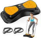 OWLSKY Balance Board,with Resistance Bands, Portable Balance Trainer Featuring LCD Monitor, 330 lbs Capacity Ski Machine for Full Body Workout Orange