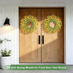 Artgar Front Door Wreath 26 Inch Spring/Summer Wreaths for Front Door, Front Door Wreaths for All Seasons for Indoor Outdoor Home Office Wall Window Wedding Farmhouse Decor (Yellow)