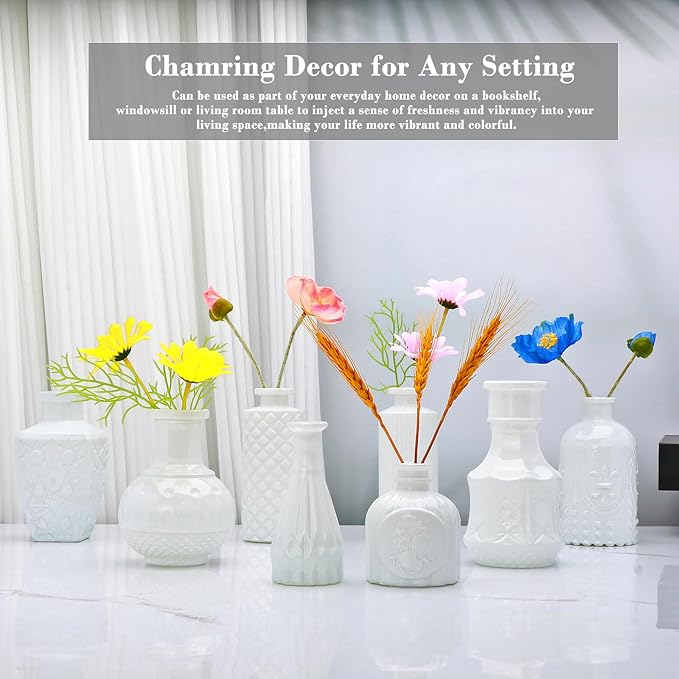 Brajttt Glass Bud Vase Set of 18,Small Glass Vintage Vases for Flowers,White Bud Vases in Bulk for Rustic Wedding Decor,Table Centerpieces,Decor Centerpiece for Bathroom