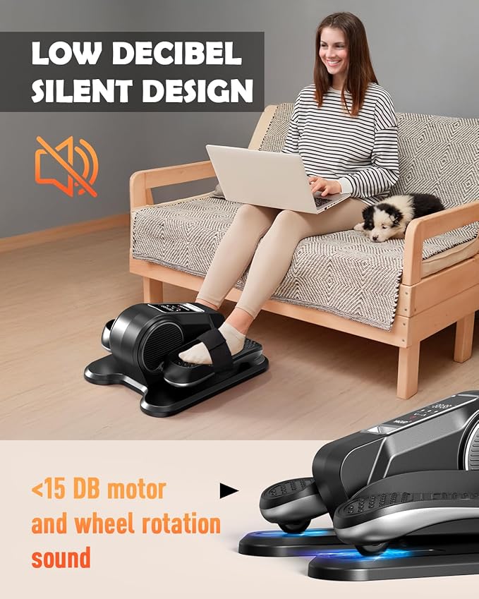 Under Desk Machine, Electric Elliptical Leg Exerciser for Senior, 13 Adjustable Speeds Quiet and Portable Seated Pedal Exerciser for Training with Remote Control