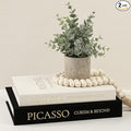 Set of 2 Linen Decorative Books with Hidden Storage – Chic Housewarming & Christmas Gift Idea, Monochrome Faux Book Box for Shelf and Coffee Table Decor (White & Black)