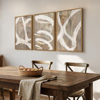 Large Framed Neutral Abstract Wall Art for Living Room, 3 Piece Modern Canvas Prints Paintings Artwork for Walls, Minimalist Beige Taupe White Abstract Pictures for Hallway Office Wall Decor 24x36 In