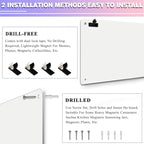 White Magnetic Board,17.5" x 11.4" Magnet Bulletin Board to Display Magnetic Notes, Poetry, Photos, Suitable for Wall, Refrigerator, Cabinet etc, Come with 4 Pcs Dual Lock Tape and Screws