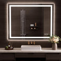 LOAAO 50"x40" LED Bathroom Mirror with Lights, Anti-Fog, Dimmable, Backlit + Front Lit, Lighted Bathroom Vanity Mirror for Wall, Memory Function