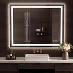 LOAAO 50"x40" LED Bathroom Mirror with Lights, Anti-Fog, Dimmable, Backlit + Front Lit, Lighted Bathroom Vanity Mirror for Wall, Memory Function