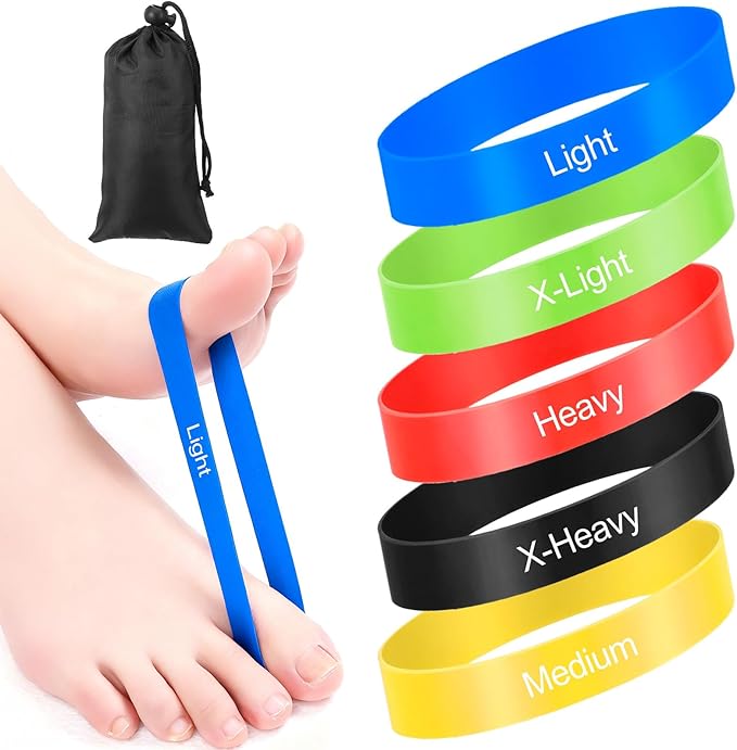 Sibba 5Pcs Toe Resistance Bands Toe Stretcher Bands for Bunion Correction Bunion Relief Toes Strength Foot Exercise Band for Hallux Valgus Yoga Daily Toes Training
