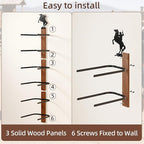 Cowboy Hat Rack for Wall – 3-Piece Wooden & Metal Western Hat Holder, Rustic Rider Sign Decor, Holds up to 6 Hats, Wall Mounted Cowboy Hat Organizer & Storage Display Rack for Cowboy Room Decor
