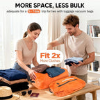 Vacuum Bags for Travel with Pump, Reusable Vacuum Compression Bags, IP68 Waterproof Space Saver Storage Bags for Clothes, Backpack, Luggage & Suitcase, Lightweight Travel Organizer (2PC + Pump)