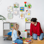 8-Pack Hexagon Felt Cork Board, 1/2" Thick Felt Bulletin Pinboard with 80 Push Pins, Adhesive Tabs, Geometric Cork Wall Tiles for Photos, Memos, Home & Office Decor (Light Grey)