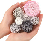 Patelai 36 Pcs Wicker Rattan Balls Decorative Balls for Vase Centerpiece Bowls Orbs Filler for Home Decor,4 Sizes(White, Pink, Light Grey, Dark Grey,2.4'',2'',1.6'',1.2'')